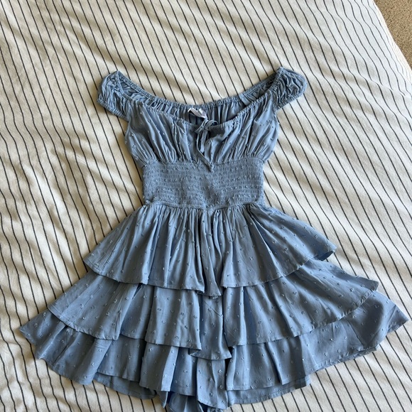 Laney Blue Tiered Ruffle Romper Dress - Picture 6 of 8